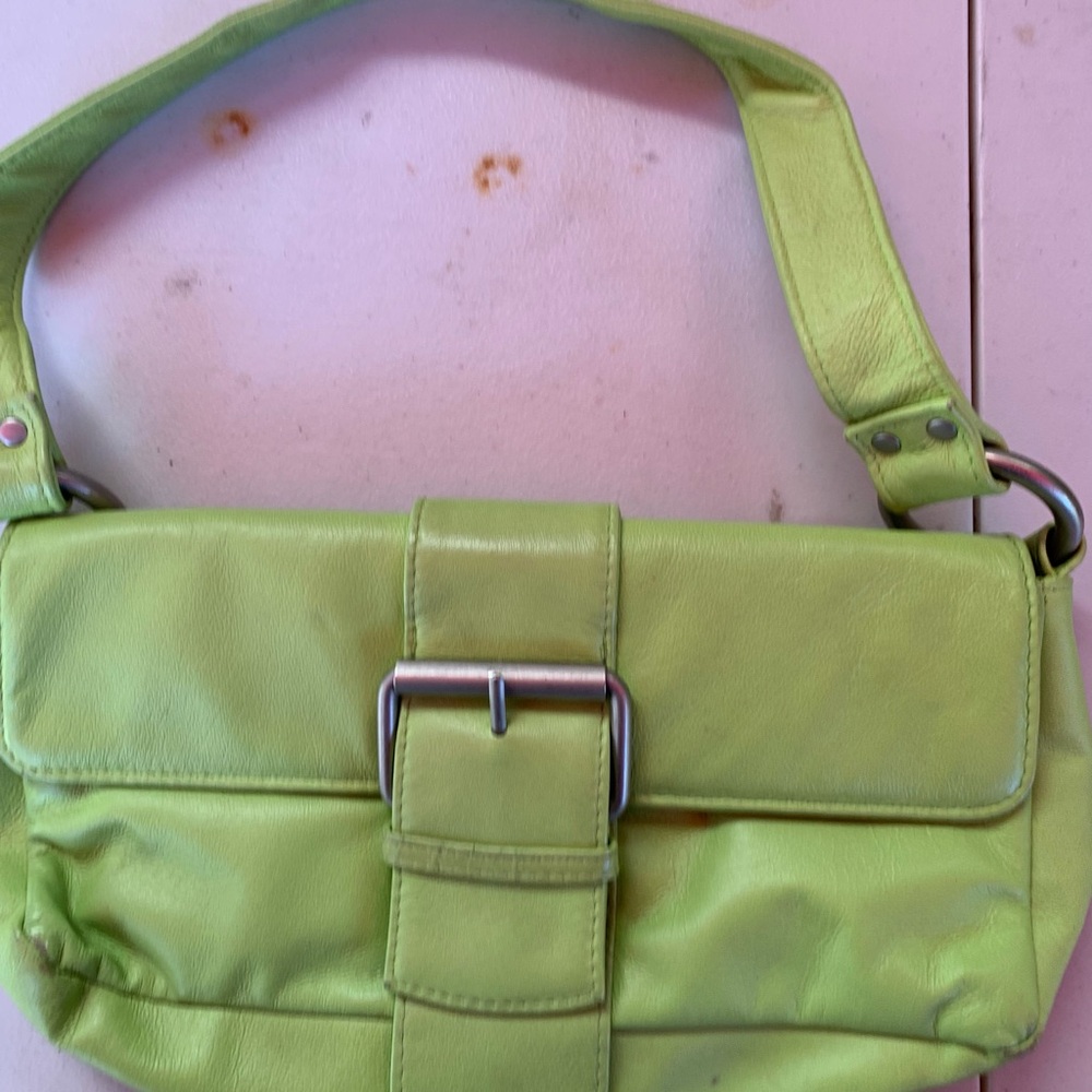 Lime Green Leather Shoulder Bag